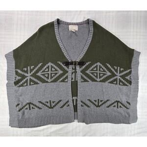 Banana Republic Heritage Intarsia Poncho Aztec Southwest Buckle Front M/L